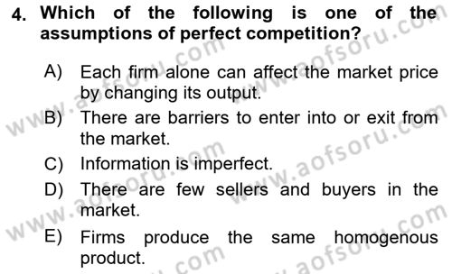 Industrial Economics Dersi 2023 - 2024 Yılı (Final) Dönem Sonu Sınav Soruları 4. Soru