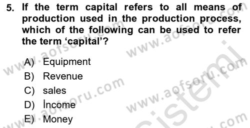 Industrial Economics Dersi 2023 - 2024 Yılı (Final) Dönem Sonu Sınav Soruları 5. Soru