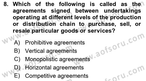 Industrial Economics Dersi 2023 - 2024 Yılı (Final) Dönem Sonu Sınav Soruları 8. Soru