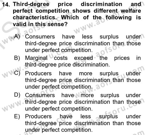Industrial Economics Dersi 2024 - 2025 Yılı (Final) Dönem Sonu Sınav Soruları 14. Soru