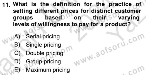 Industrial Economics Dersi Yaz Okulu Sınavı Deneme Sınav Soruları 11. Soru
