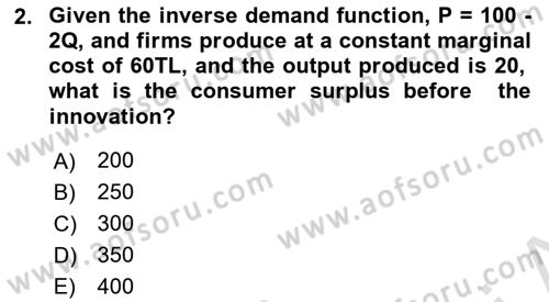 Industrial Economics Dersi 2025 - 2026 Yılı (Final) Dönem Sonu Sınav Soruları 2. Soru