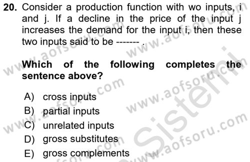 Labor Economics Dersi 2023 - 2024 Yılı (Vize) Ara Sınav Soruları 20. Soru