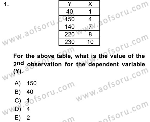 Econometrics 1 Dersi 2023 - 2024 Yılı (Vize) Ara Sınav Soruları 1. Soru