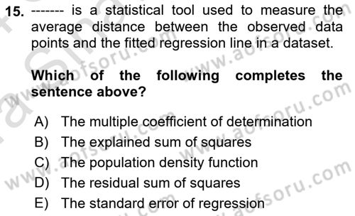 Econometrics 1 Dersi 2023 - 2024 Yılı (Vize) Ara Sınav Soruları 15. Soru