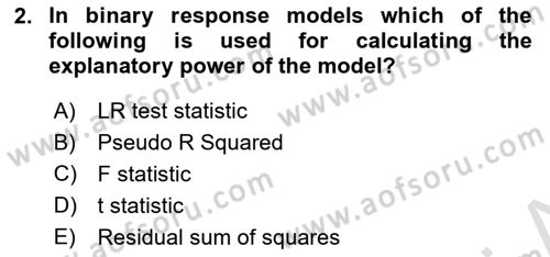 Econometrics 1 Dersi 2023 - 2024 Yılı (Final) Dönem Sonu Sınav Soruları 2. Soru