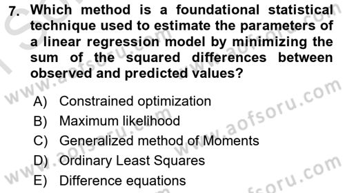 Econometrics 1 Dersi 2023 - 2024 Yılı (Final) Dönem Sonu Sınav Soruları 7. Soru