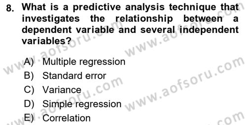Econometrics 1 Dersi 2023 - 2024 Yılı (Final) Dönem Sonu Sınav Soruları 8. Soru