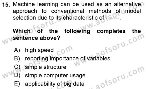Econometrics 1 Dersi 2023 - 2024 Yılı Yaz Okulu Sınav Soruları 15. Soru