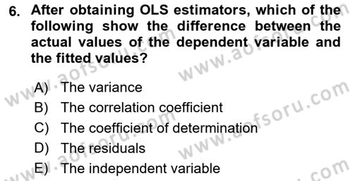Econometrics 1 Dersi 2023 - 2024 Yılı Yaz Okulu Sınav Soruları 6. Soru