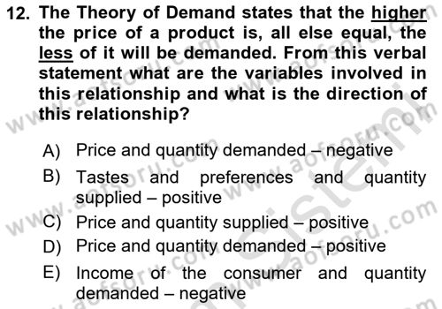 Econometrics 1 Dersi 2024 - 2025 Yılı (Vize) Ara Sınav Soruları 12. Soru
