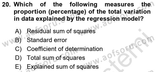 Econometrics 1 Dersi 2024 - 2025 Yılı (Vize) Ara Sınav Soruları 20. Soru