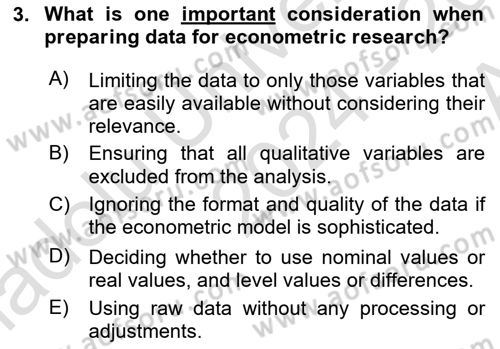 Econometrics 1 Dersi 2024 - 2025 Yılı (Vize) Ara Sınav Soruları 3. Soru