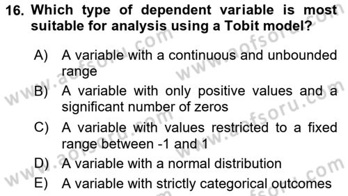 Econometrics 1 Dersi 2024 - 2025 Yılı (Final) Dönem Sonu Sınav Soruları 16. Soru