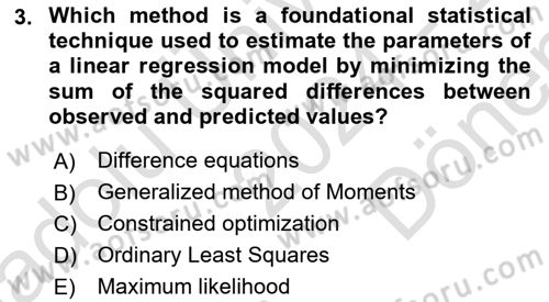 Econometrics 1 Dersi 2024 - 2025 Yılı (Final) Dönem Sonu Sınav Soruları 3. Soru