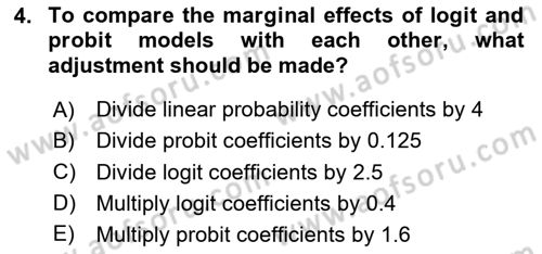 Econometrics 1 Dersi 2024 - 2025 Yılı (Final) Dönem Sonu Sınav Soruları 4. Soru