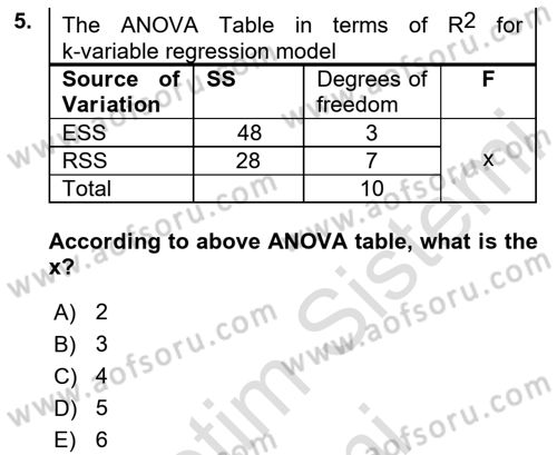 Econometrics 1 Dersi 2024 - 2025 Yılı (Final) Dönem Sonu Sınav Soruları 5. Soru