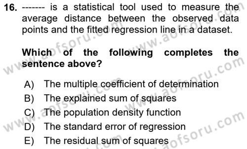 Econometrics 1 Dersi 2024 - 2025 Yılı Yaz Okulu Sınav Soruları 16. Soru