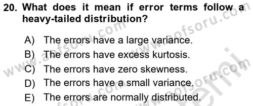 Econometrics 1 Dersi 2024 - 2025 Yılı Yaz Okulu Sınav Soruları 20. Soru