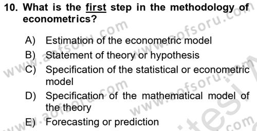 Econometrics 1 Dersi 2025 - 2026 Yılı (Vize) Ara Sınav Soruları 10. Soru