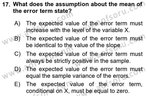 Econometrics 1 Dersi 2025 - 2026 Yılı (Vize) Ara Sınav Soruları 17. Soru
