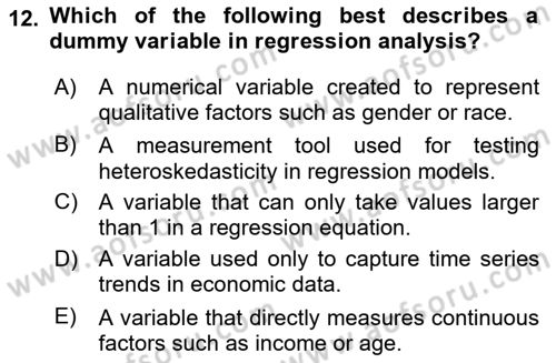 Econometrics 1 Dersi 2025 - 2026 Yılı (Final) Dönem Sonu Sınav Soruları 12. Soru