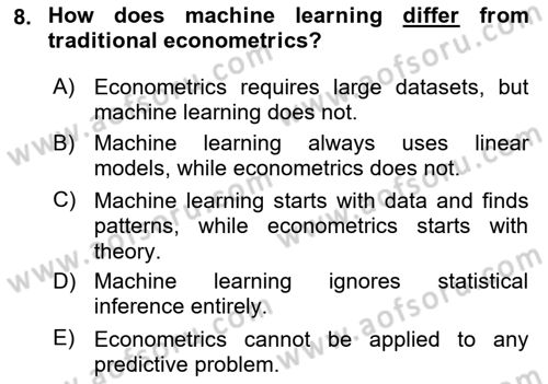 Econometrics 1 Dersi 2025 - 2026 Yılı (Final) Dönem Sonu Sınav Soruları 8. Soru