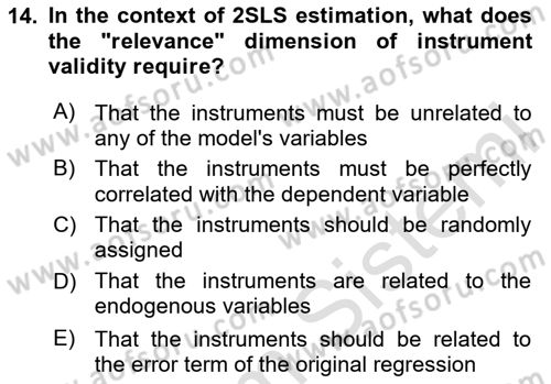 Econometrics 2 Dersi 2023 - 2024 Yılı (Vize) Ara Sınav Soruları 14. Soru