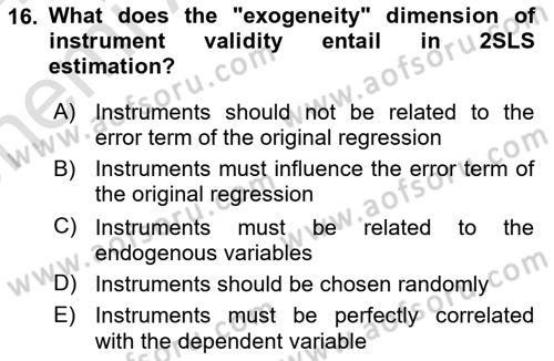 Econometrics 2 Dersi 2023 - 2024 Yılı (Vize) Ara Sınav Soruları 16. Soru