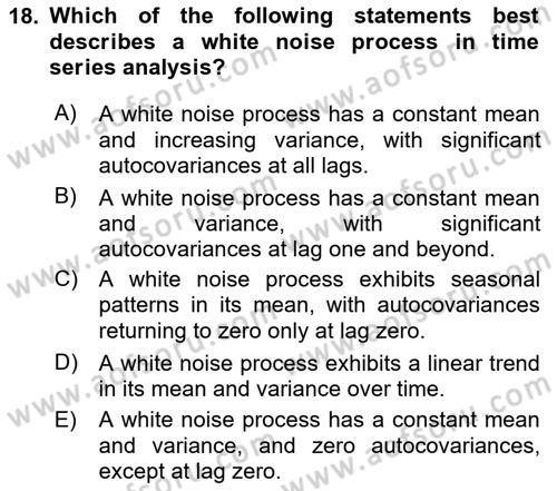 Econometrics 2 Dersi 2023 - 2024 Yılı (Vize) Ara Sınav Soruları 18. Soru