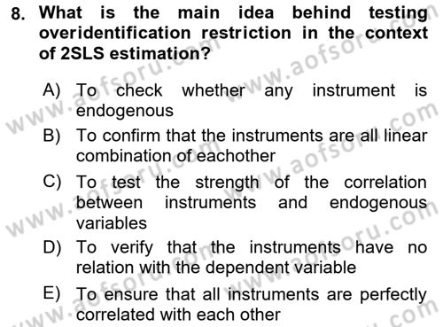 Econometrics 2 Dersi 2023 - 2024 Yılı (Vize) Ara Sınav Soruları 8. Soru
