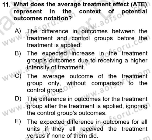 Econometrics 2 Dersi 2023 - 2024 Yılı (Final) Dönem Sonu Sınav Soruları 11. Soru