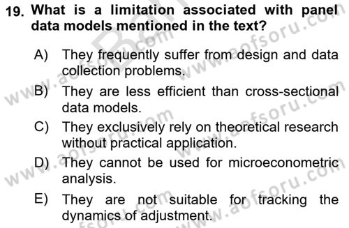 Econometrics 2 Dersi 2023 - 2024 Yılı (Final) Dönem Sonu Sınav Soruları 19. Soru