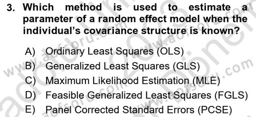 Econometrics 2 Dersi 2023 - 2024 Yılı (Final) Dönem Sonu Sınav Soruları 3. Soru