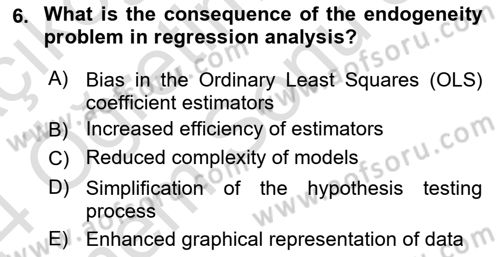 Econometrics 2 Dersi 2023 - 2024 Yılı (Final) Dönem Sonu Sınav Soruları 6. Soru