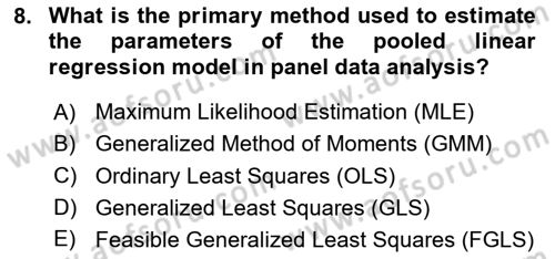 Econometrics 2 Dersi 2023 - 2024 Yılı (Final) Dönem Sonu Sınav Soruları 8. Soru