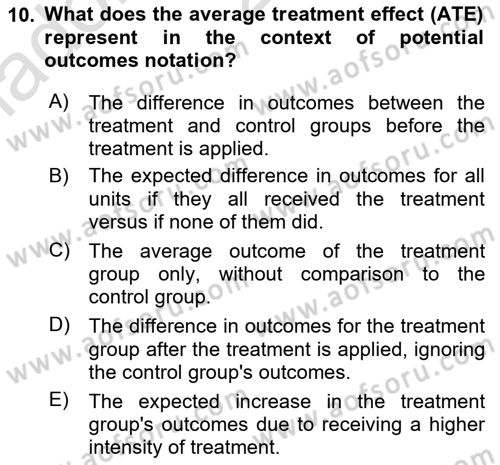 Econometrics 2 Dersi 2023 - 2024 Yılı Yaz Okulu Sınav Soruları 10. Soru