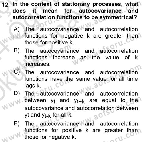 Econometrics 2 Dersi 2023 - 2024 Yılı Yaz Okulu Sınav Soruları 12. Soru