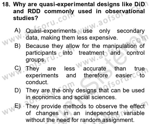 Econometrics 2 Dersi 2023 - 2024 Yılı Yaz Okulu Sınav Soruları 18. Soru