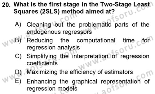 Econometrics 2 Dersi 2023 - 2024 Yılı Yaz Okulu Sınav Soruları 20. Soru