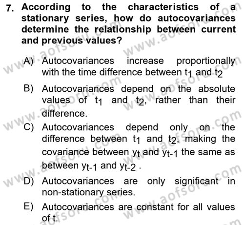 Econometrics 2 Dersi 2023 - 2024 Yılı Yaz Okulu Sınav Soruları 7. Soru
