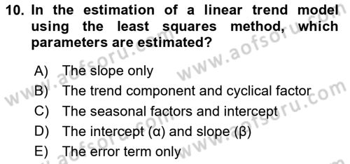 Econometrics 2 Dersi 2024 - 2025 Yılı (Vize) Ara Sınav Soruları 10. Soru