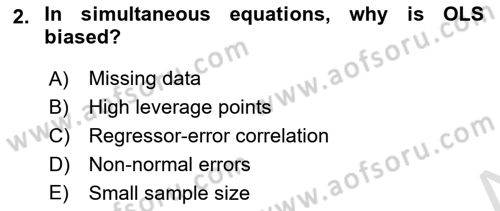 Econometrics 2 Dersi 2024 - 2025 Yılı (Vize) Ara Sınav Soruları 2. Soru