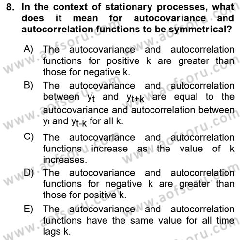 Econometrics 2 Dersi 2024 - 2025 Yılı (Vize) Ara Sınav Soruları 8. Soru