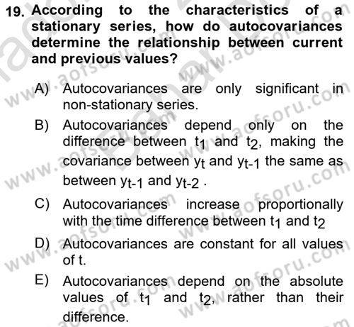 Econometrics 2 Dersi 2024 - 2025 Yılı (Final) Dönem Sonu Sınav Soruları 19. Soru