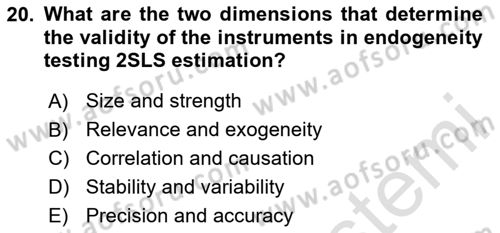 Econometrics 2 Dersi 2024 - 2025 Yılı (Final) Dönem Sonu Sınav Soruları 20. Soru