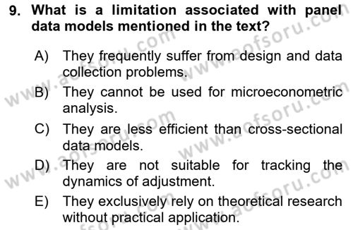 Econometrics 2 Dersi 2024 - 2025 Yılı (Final) Dönem Sonu Sınav Soruları 9. Soru