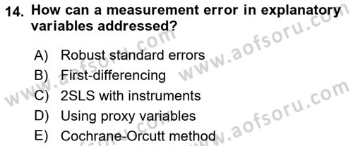 Econometrics 2 Dersi 2024 - 2025 Yılı Yaz Okulu Sınav Soruları 14. Soru