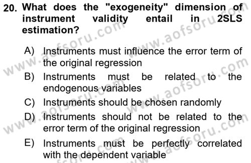 Econometrics 2 Dersi 2024 - 2025 Yılı Yaz Okulu Sınav Soruları 20. Soru