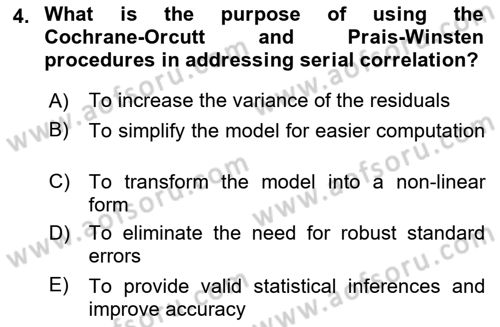 Econometrics 2 Dersi 2024 - 2025 Yılı Yaz Okulu Sınav Soruları 4. Soru